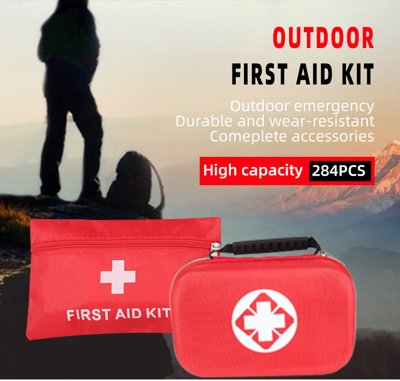 Outdoor vehicle-mounted portable medical survival bag set