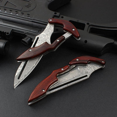 Custom Damascus Mechanical Lock Folding Knife