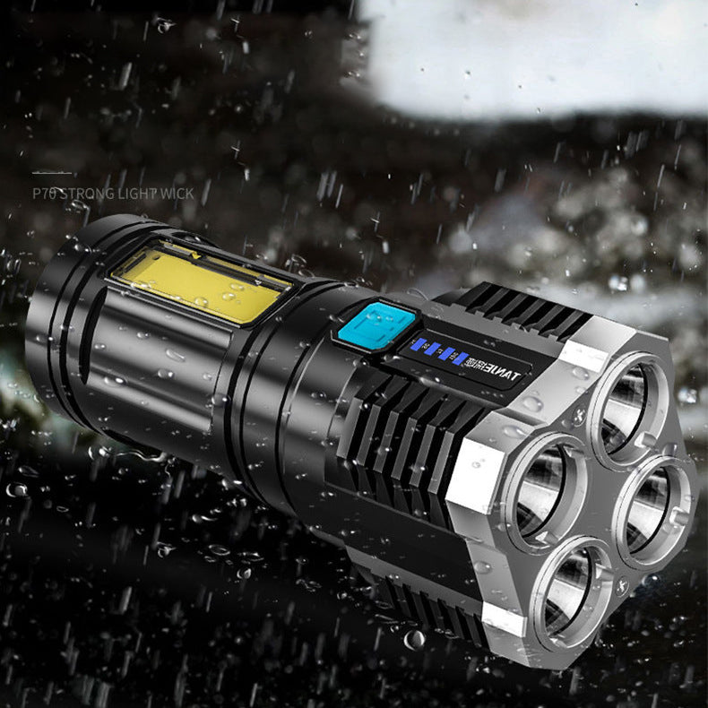 Outdoor portable multi-function four-stop dimming flashlight