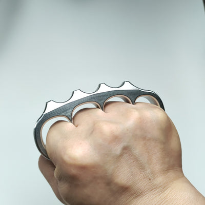 Brass Knuckles Pea Ring EDC Self-Defense Weapon Silver