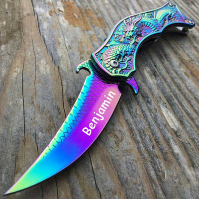 8″ Dragon Rainbow Spring Knife