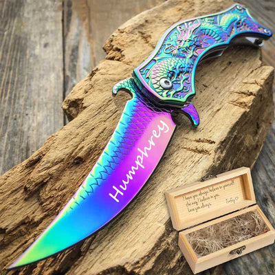 8″ Dragon Rainbow Spring Knife