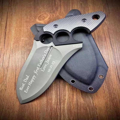 Push dagger type heavy straight knife