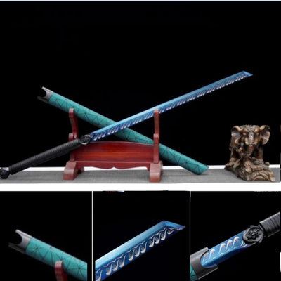 Handmade Chinese sword with blue pattern