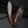 Personalized Damascus Feather Outdoor Knife