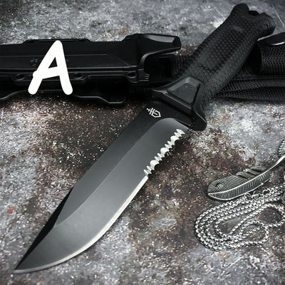 Custom tactical knife with scabbard and clip