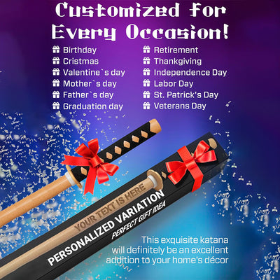 Personalized custom katana engraved sword gift