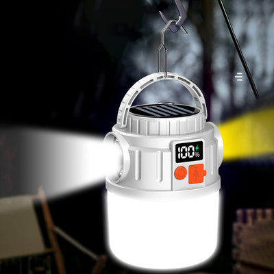 Dual light source outdoor LED solar camping light