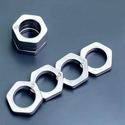 Hexagonal stonewashed stainless steel folding knuckles