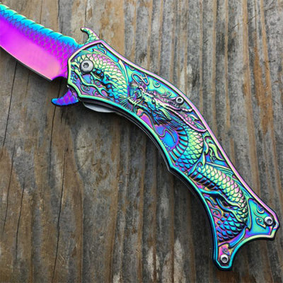 8″ Dragon Rainbow Spring Knife