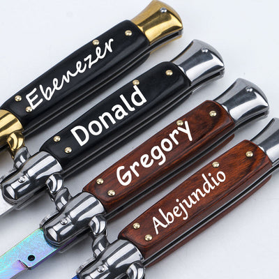 Personalised Italian AKC Godfather Stiletto Mafia Folding Blade Knife