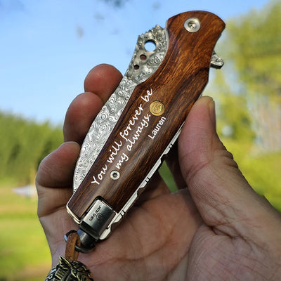 Cowhide belt (pure copper) Damascus folding knife