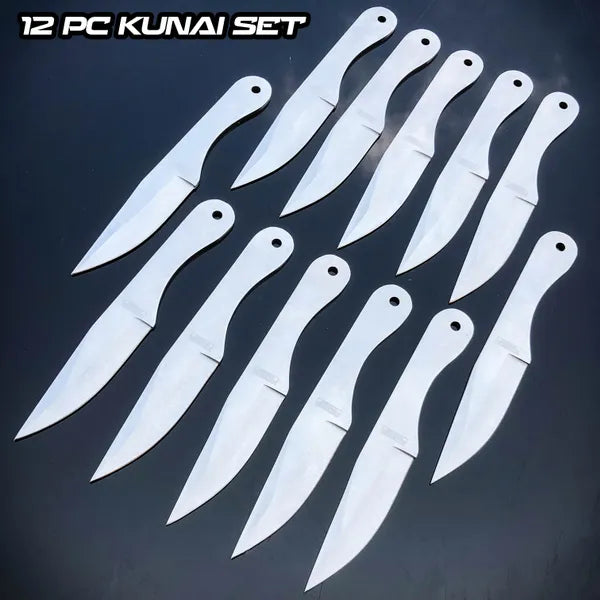 12 PC SILVER RIPPER Tactical Ninja Throwing Blade Knife Kunai Knives