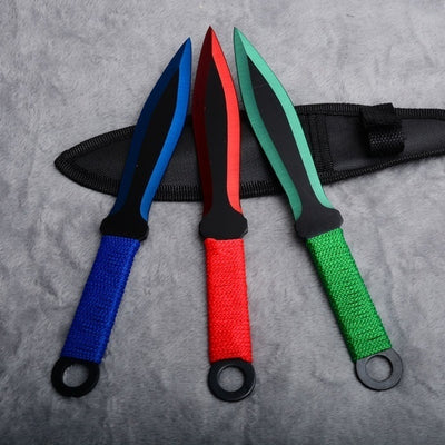 Ninja Kunai Fixed Blade TACTICAl Combat Throwing Knife Set with Sheath
