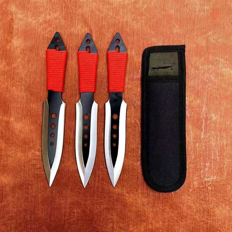 Full-Tang Stainless-Steel Throwing Knife Set with Nylon Sheath