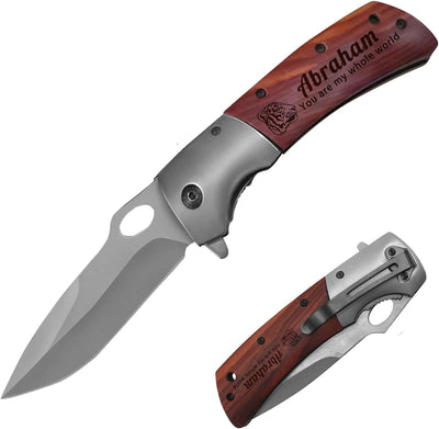 Personalized Pocket Knife for Men Engraved, Custom Folding Pocket Knife