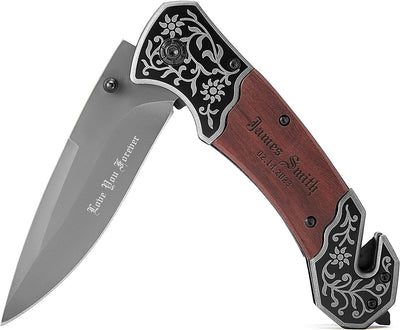 Engraved Folding Knife Men Camping Hunting Knives