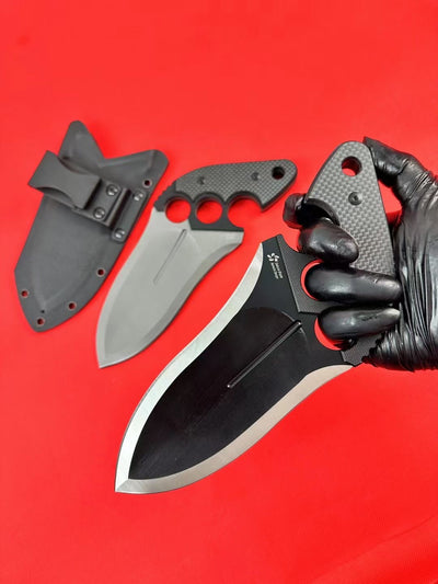 Push dagger type heavy straight knife