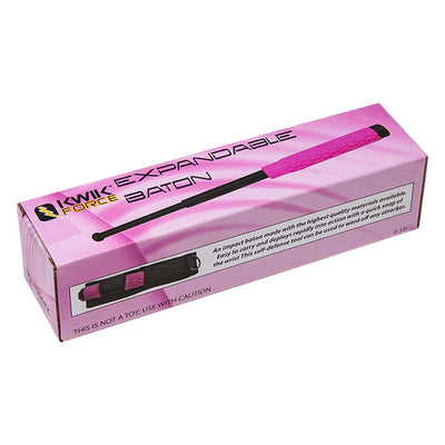Expandable solid steel baton with pink handle