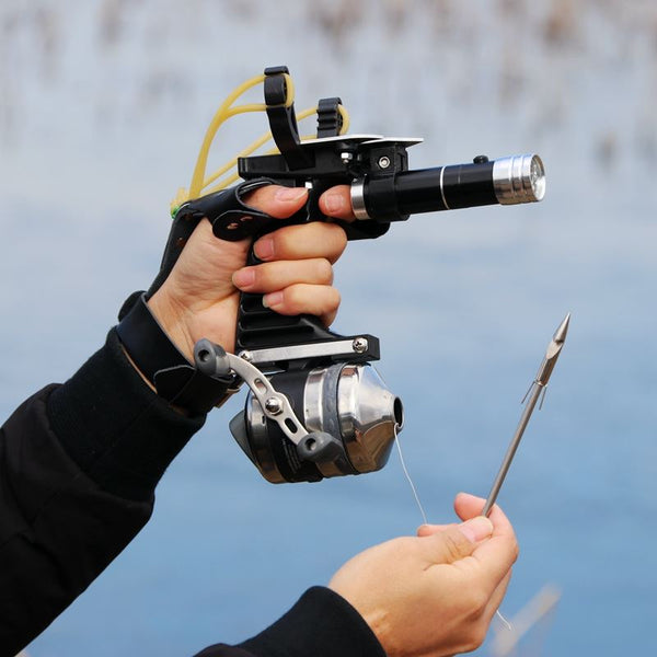 Wrist Band Fishing Reel Holder Slingshot Shooting Fish Catapult