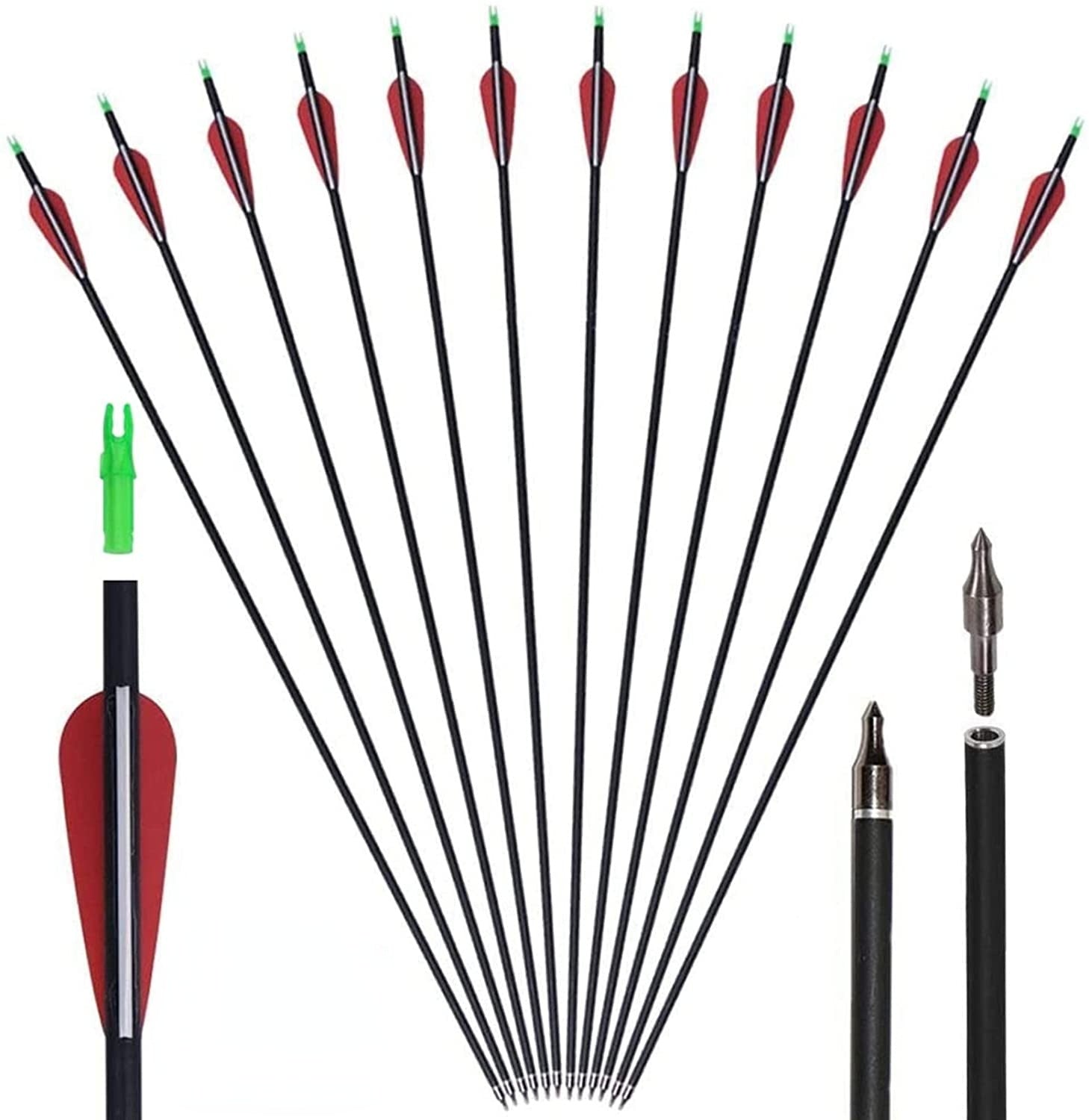 28/30/32" Arrow Interchangeable Tip Spine 500 Diameter