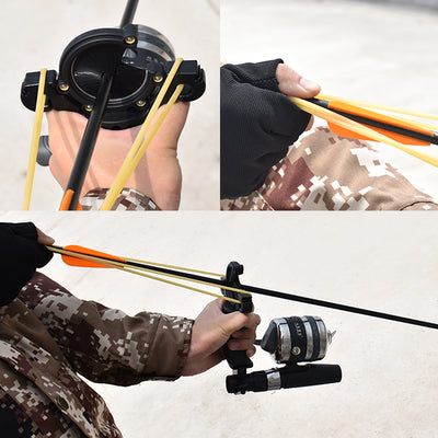 Fish shooting slingshot with arrow fishing reel