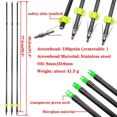 6/12/24 pcs with 100 Grains Fishing Arrows