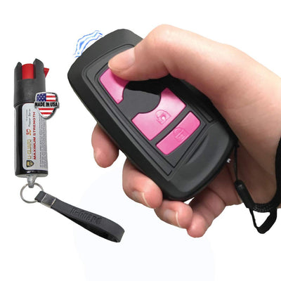 Mini stun gun security alarm keychain pepper spray kit.