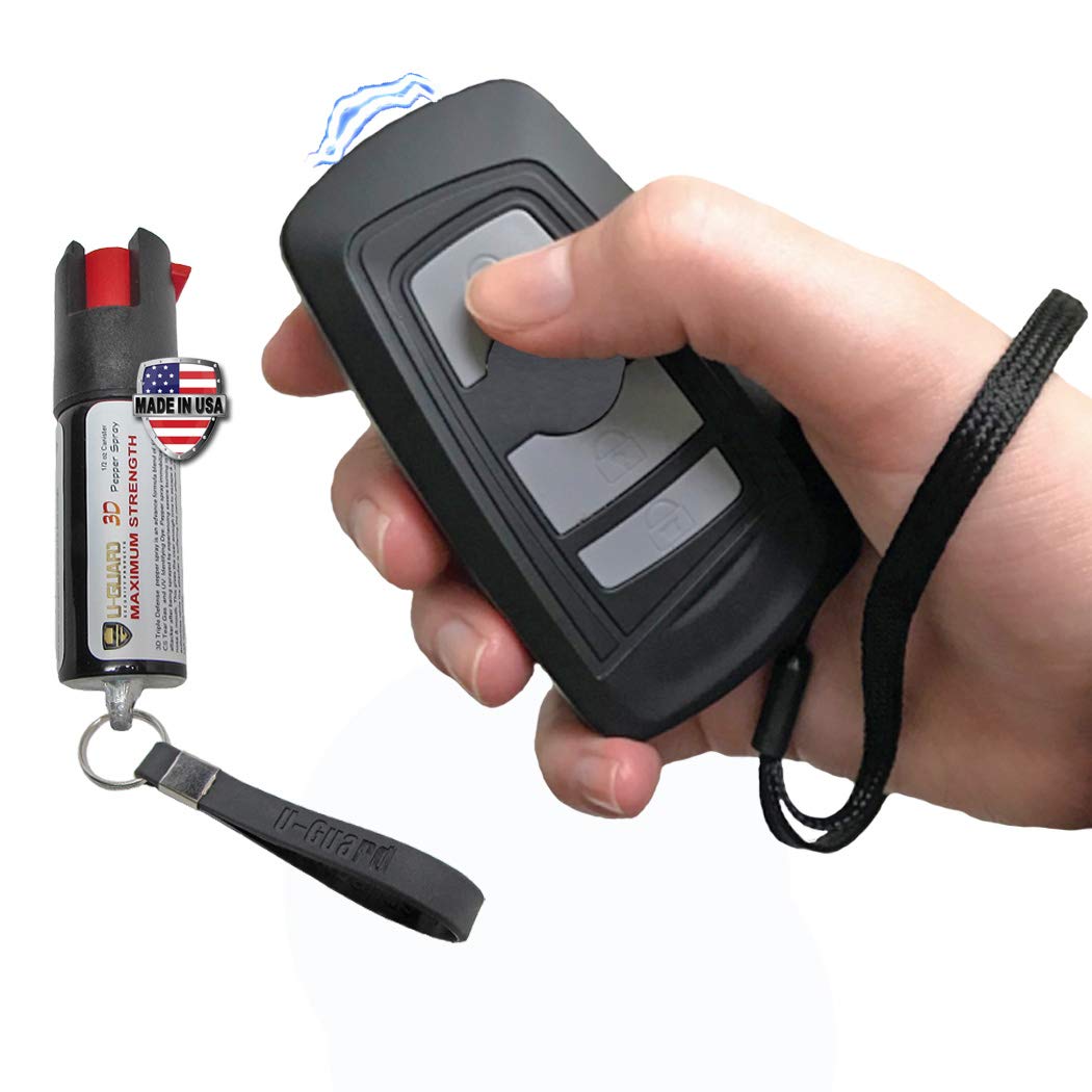 Mini stun gun security alarm keychain pepper spray kit.
