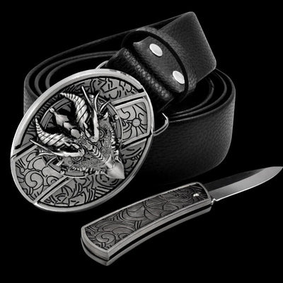 Knife hidden in belt buckle