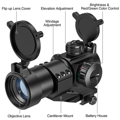 M2 M3 Red Green Dot Sight 20mm Cantilever Mount