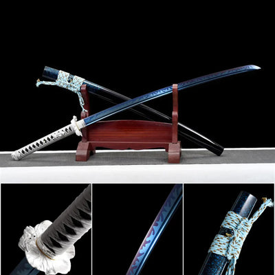 Handmade Spring Steel Full Tang Japanese Katana Blue