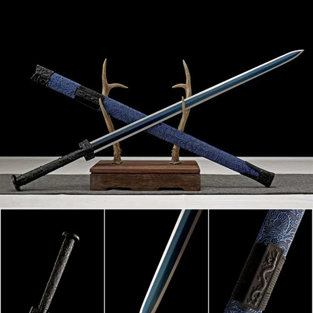 High Carbon Steel Chinese Sword Blue Scabbard