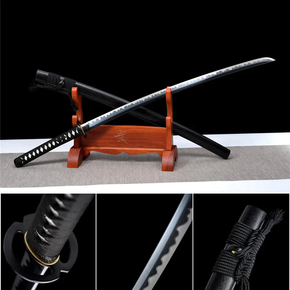 Handmade manganese steel katana black wave