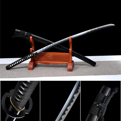 Handmade manganese steel katana black wave