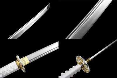 Handmade high carbon steel katana white scabbard