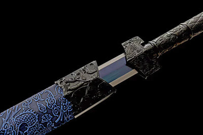 High Carbon Steel Chinese Sword Blue Scabbard