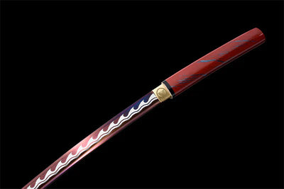 Handmade Spring Steel Japanese Katana Red Flame