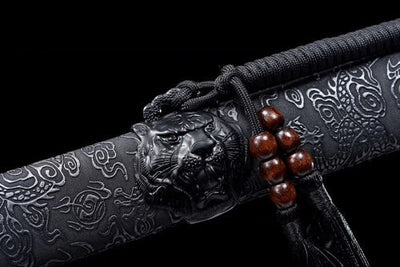 Handmade Manganese Steel Chinese Sword With Black Sheath