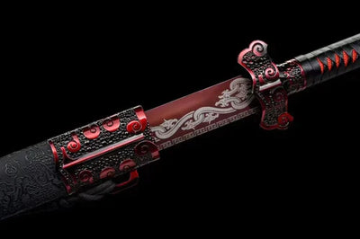 Handmade Manganese Steel Chinese Sword With Black Sheath